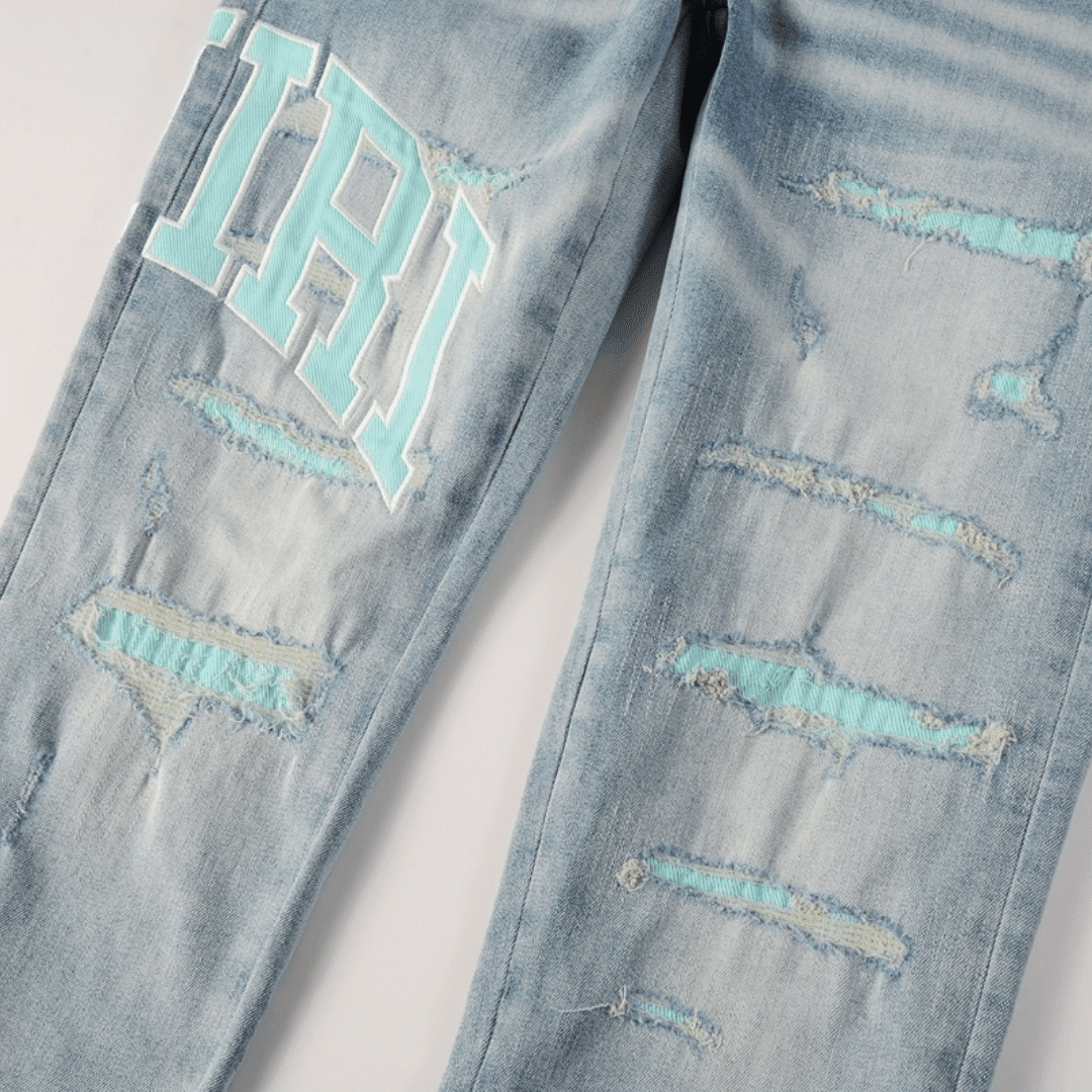 Amr Light Blue Patch Jeans - Novell "Fashion"