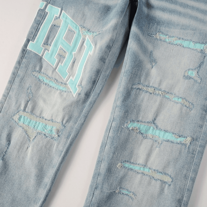 Amr Light Blue Patch Jeans - Novell "Fashion"