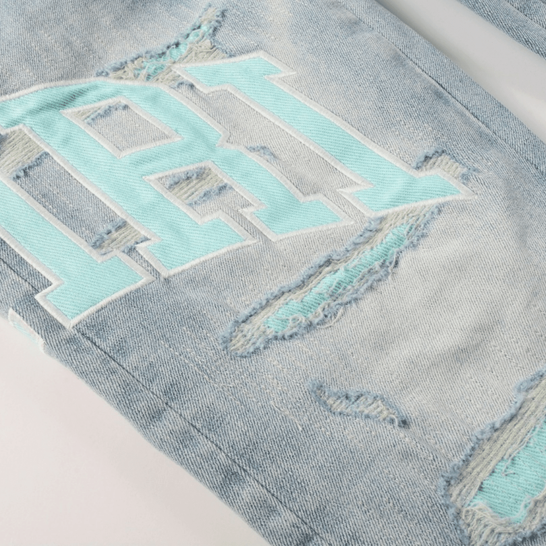 Amr Light Blue Patch Jeans - Novell "Fashion"
