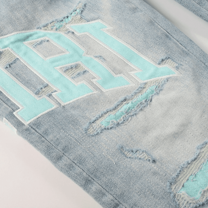 Amr Light Blue Patch Jeans - Novell "Fashion"