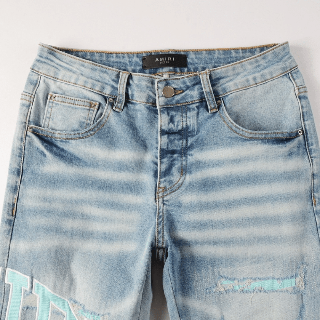 Amr Light Blue Patch Jeans - Novell "Fashion"
