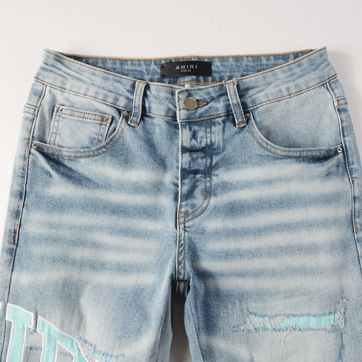 Amr Light Blue Patch Jeans - Novell "Fashion"
