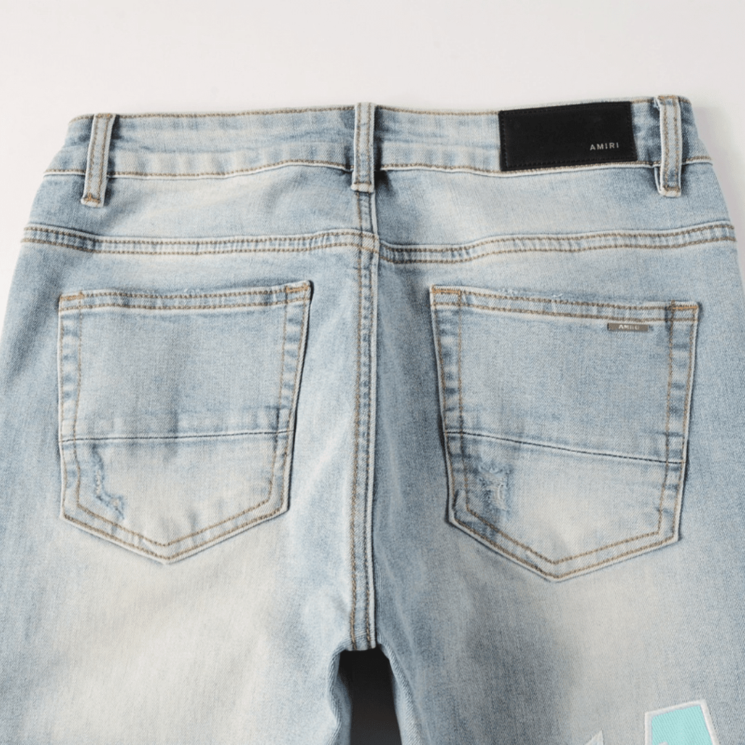Amr Light Blue Patch Jeans - Novell "Fashion"