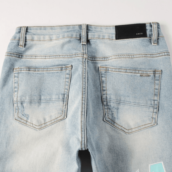 Amr Light Blue Patch Jeans - Novell "Fashion"