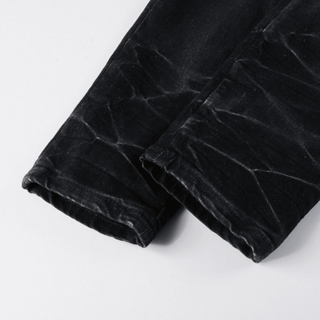 Amr Logo Distressed Black Jeans - Novell "Fashion"