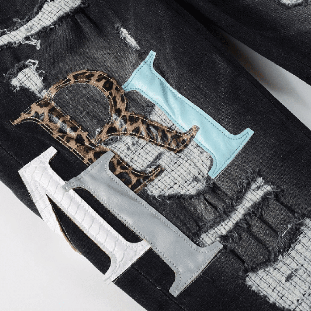 Amr Logo Distressed Black Jeans - Novell "Fashion"