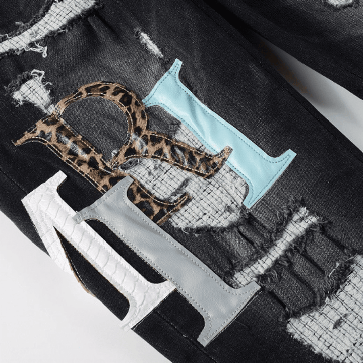 Amr Logo Distressed Black Jeans - Novell "Fashion"