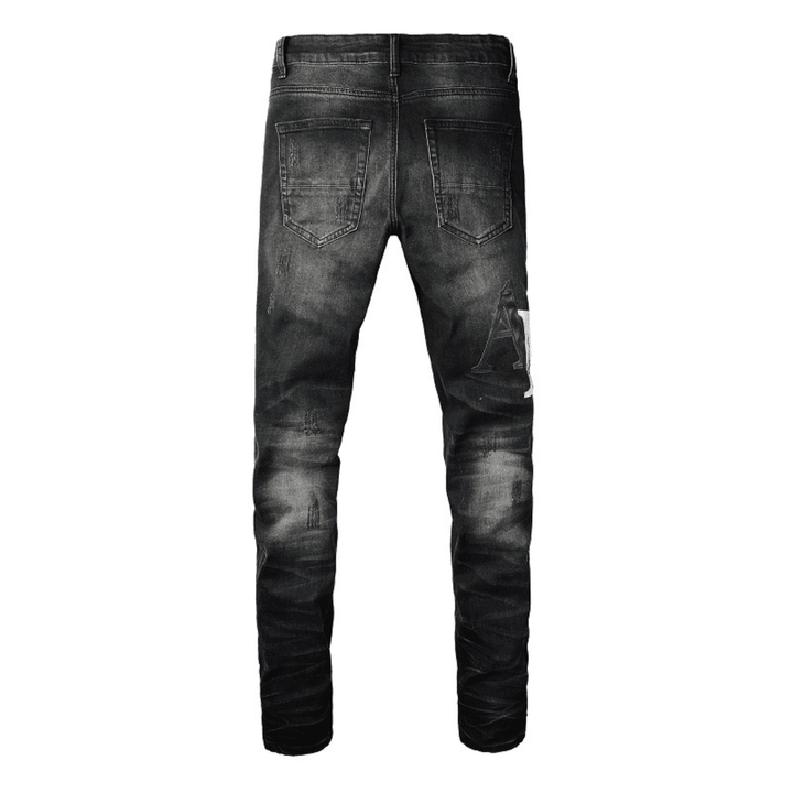 Amr Logo Distressed Black Jeans - Novell "Fashion"