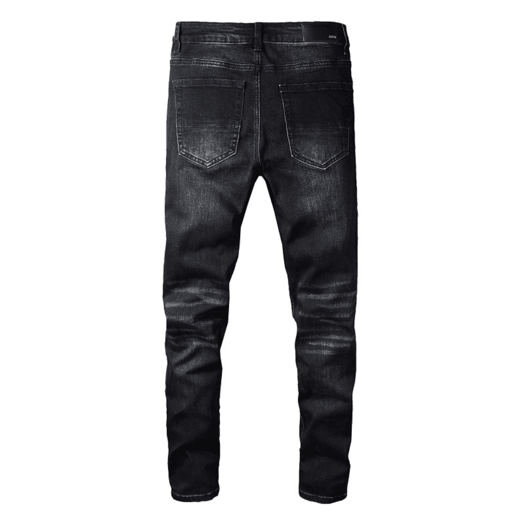 Amr Paint Drip Distressed Black Jeans - Novell "Fashion"