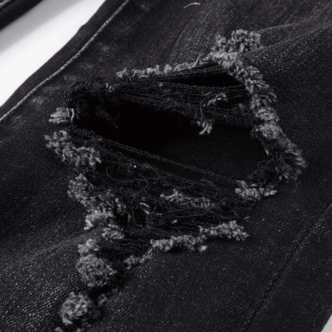 Amr Paint Drip Distressed Black Jeans - Novell "Fashion"