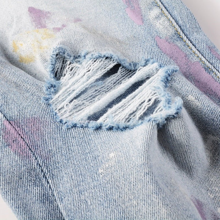 Amr Paint Splatter Blue Jeans - Novell "Fashion"