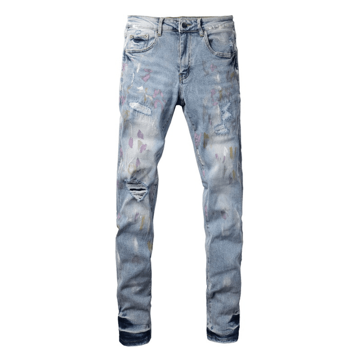 Amr Paint Splatter Blue Jeans - Novell "Fashion"