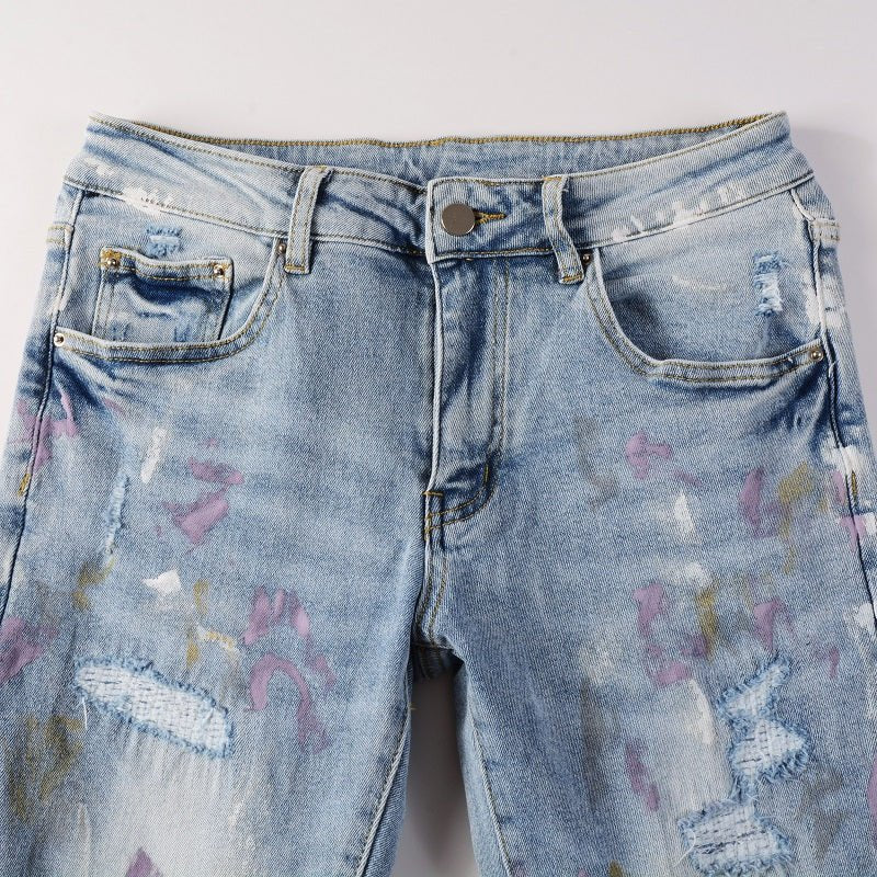 Amr Paint Splatter Blue Jeans - Novell "Fashion"