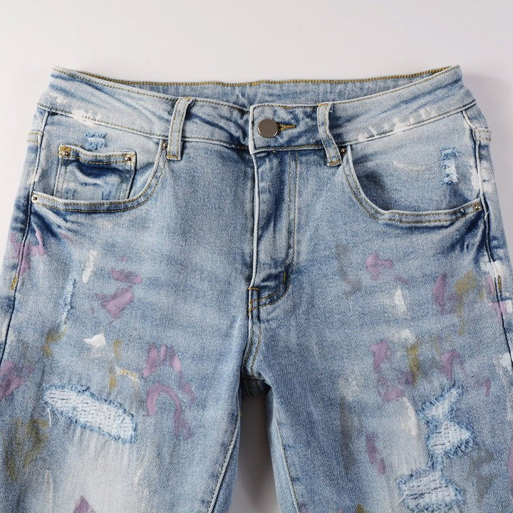 Amr Paint Splatter Blue Jeans - Novell "Fashion"