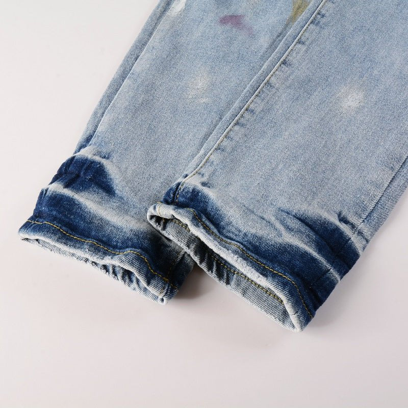 Amr Paint Splatter Blue Jeans - Novell "Fashion"
