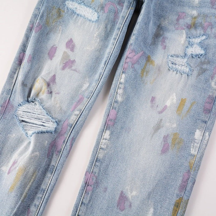 Amr Paint Splatter Blue Jeans - Novell "Fashion"