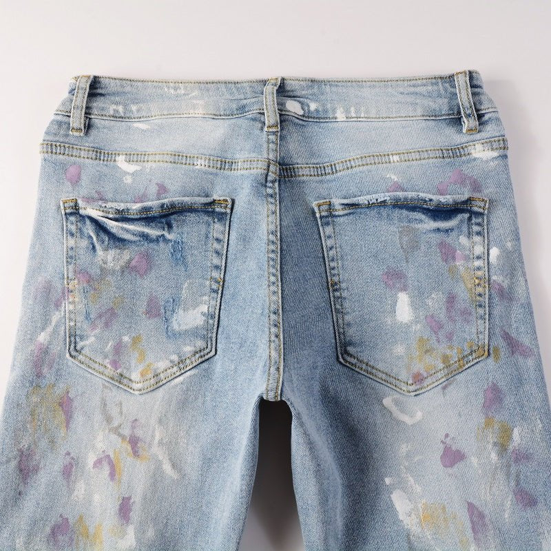 Amr Paint Splatter Blue Jeans - Novell "Fashion"
