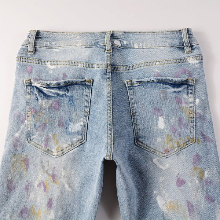 Amr Paint Splatter Blue Jeans - Novell "Fashion"