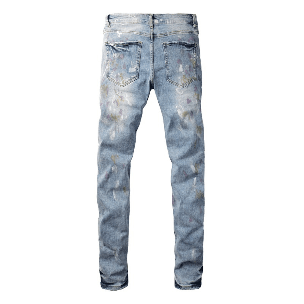 Amr Paint Splatter Blue Jeans - Novell "Fashion"