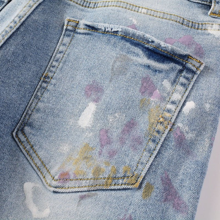 Amr Paint Splatter Blue Jeans - Novell "Fashion"