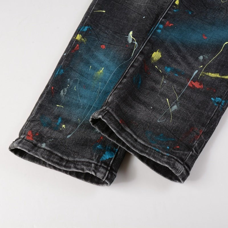 Amr Paint Sprayed Black Jeans - Nov - ell - fas - ion