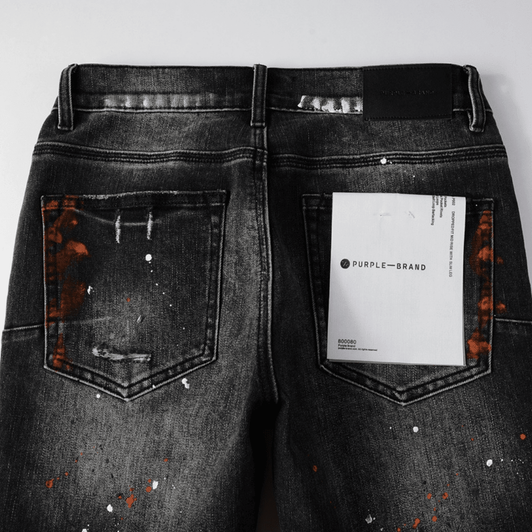 Purple Distressed Paint Jeans - Novell "Fashion"