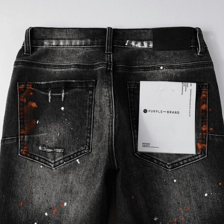 Purple Distressed Paint Jeans - Novell "Fashion"
