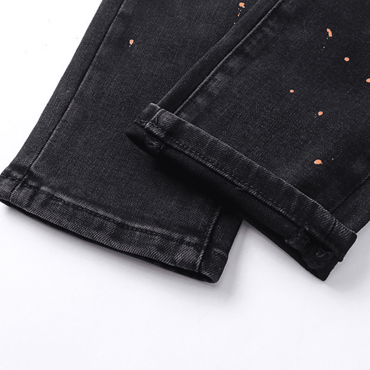 Purple Distressed Paint Jeans - Novell "Fashion"