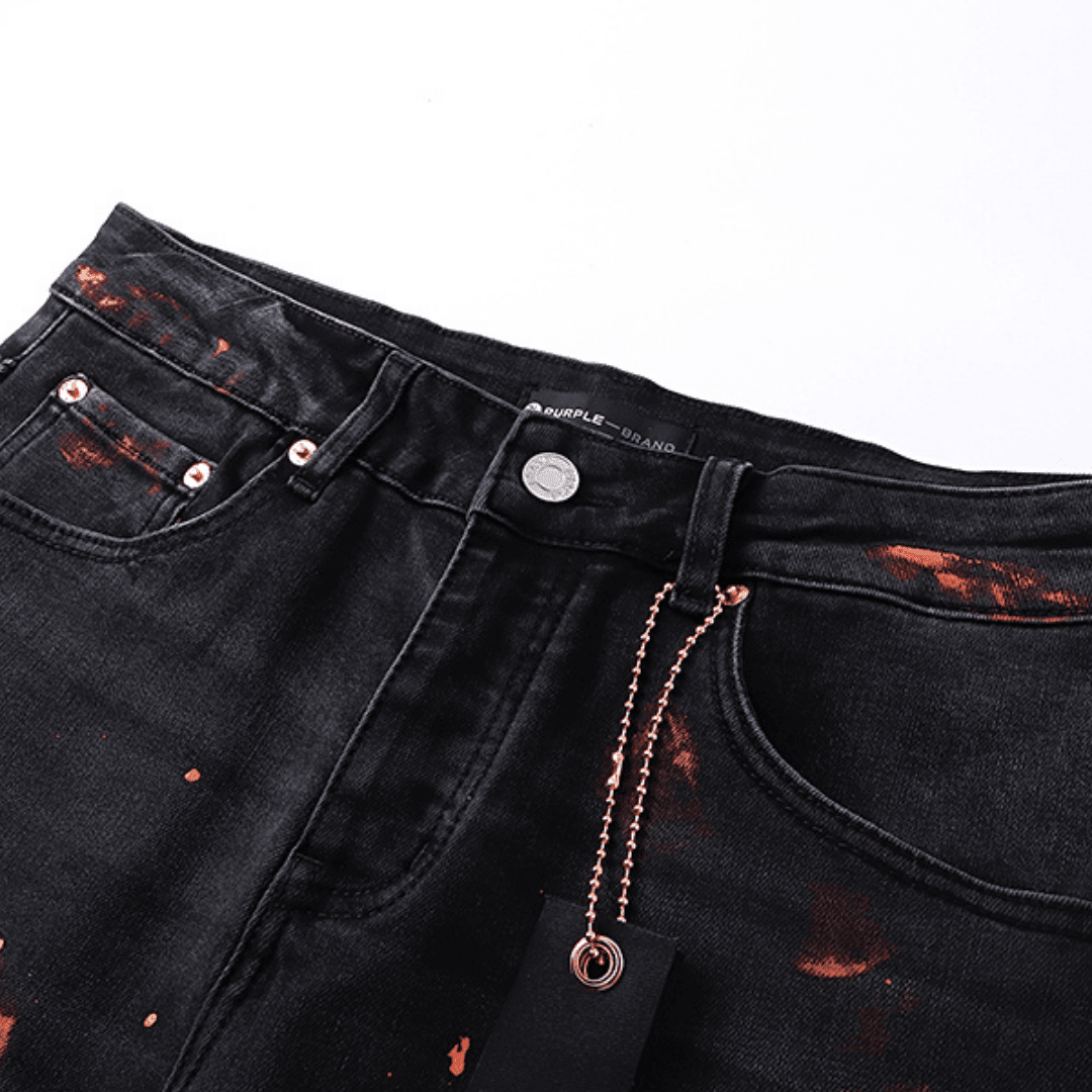 Purple Distressed Paint Jeans - Novell "Fashion"