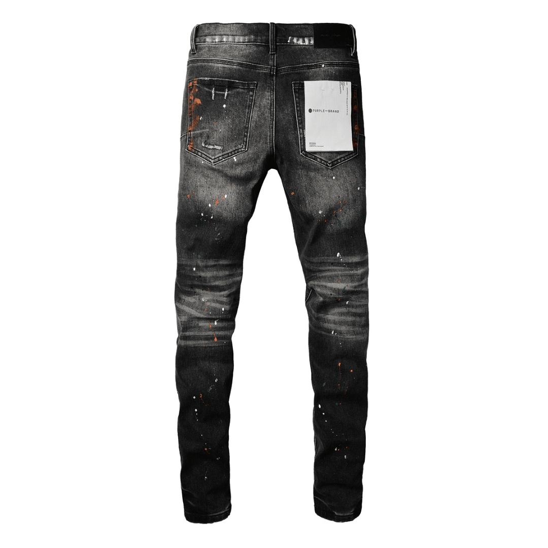 Purple Distressed Paint Jeans - Novell "Fashion"