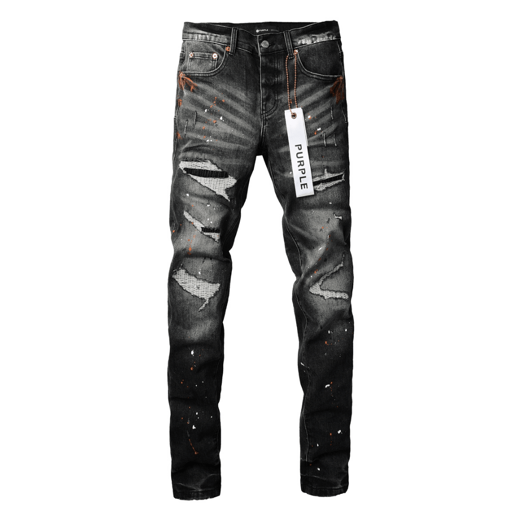 Purple Distressed Paint Jeans - Novell "Fashion"