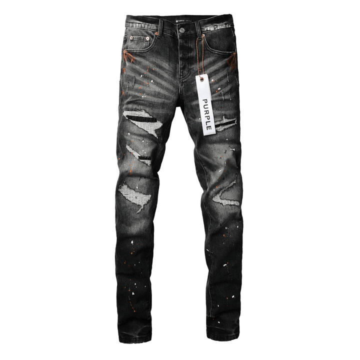 Purple Distressed Paint Jeans - Novell "Fashion"