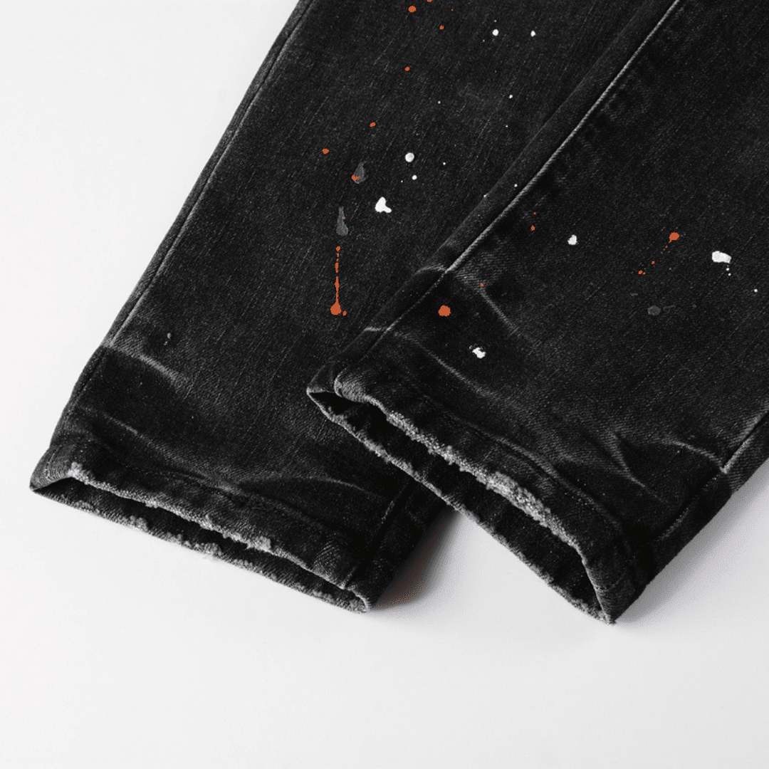 Purple Distressed Paint Jeans - Novell "Fashion"
