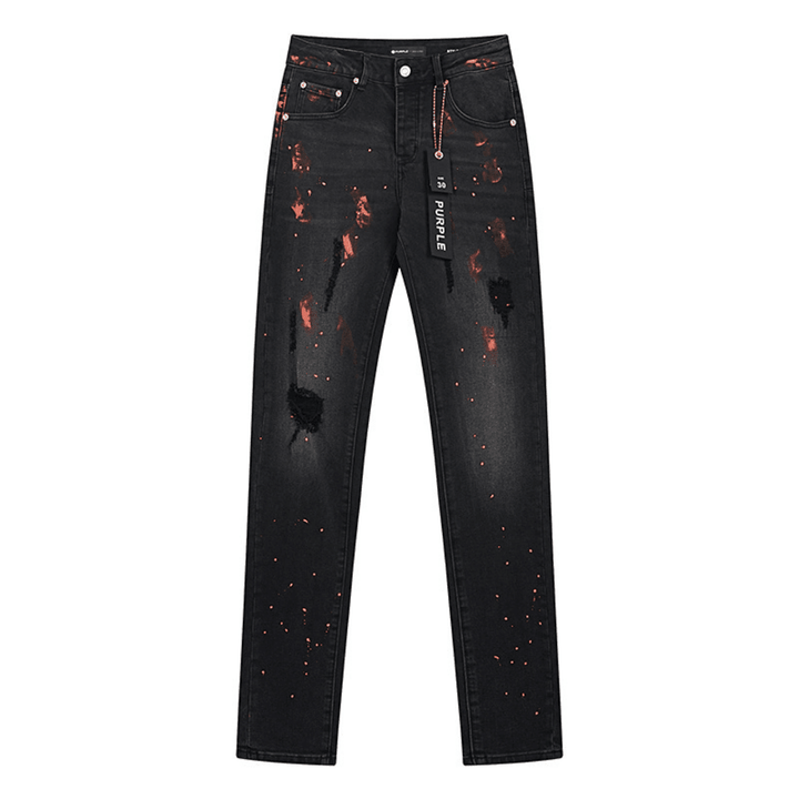 Purple Distressed Paint Jeans - Novell "Fashion"