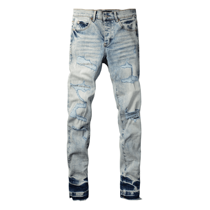 Purple Light Blue Patch Jeans - Novell "Fashion"
