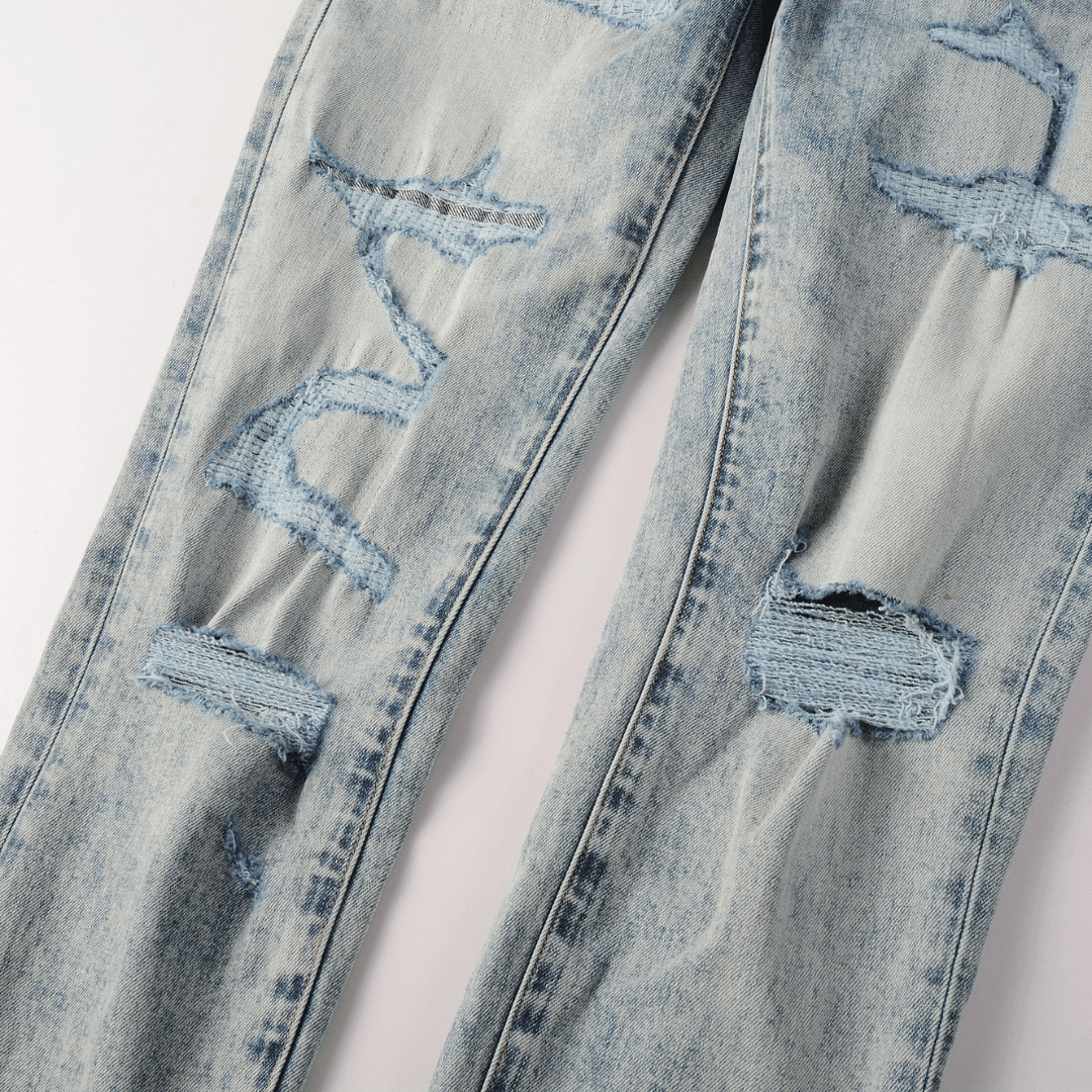 Purple Light Blue Patch Jeans - Novell "Fashion"