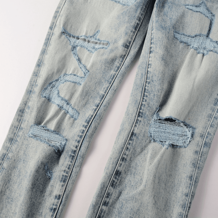Purple Light Blue Patch Jeans - Novell "Fashion"