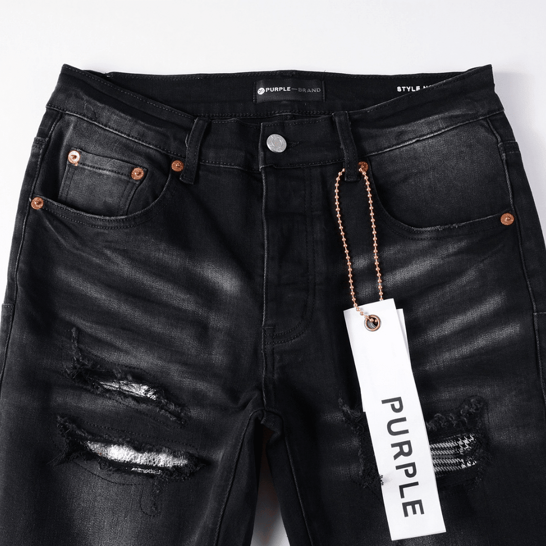 Purple Monogram Patch Ripped Jeans - Novell "Fashion"