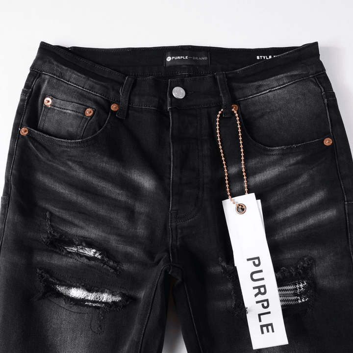 Purple Monogram Patch Ripped Jeans - Novell "Fashion"