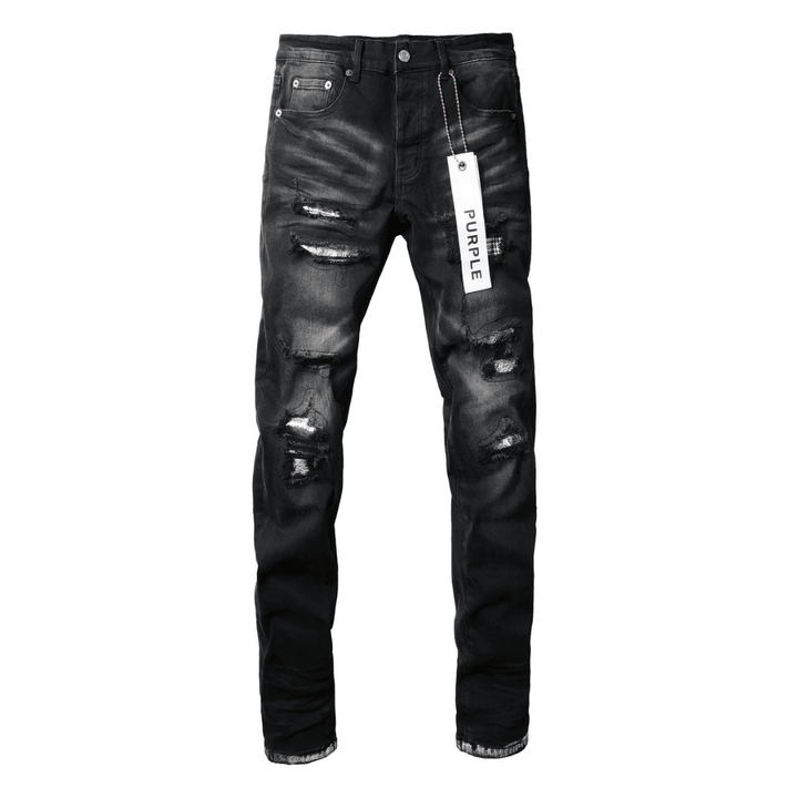Purple Monogram Patch Ripped Jeans - Novell "Fashion"