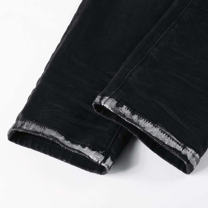 Purple Monogram Patch Ripped Jeans - Novell "Fashion"