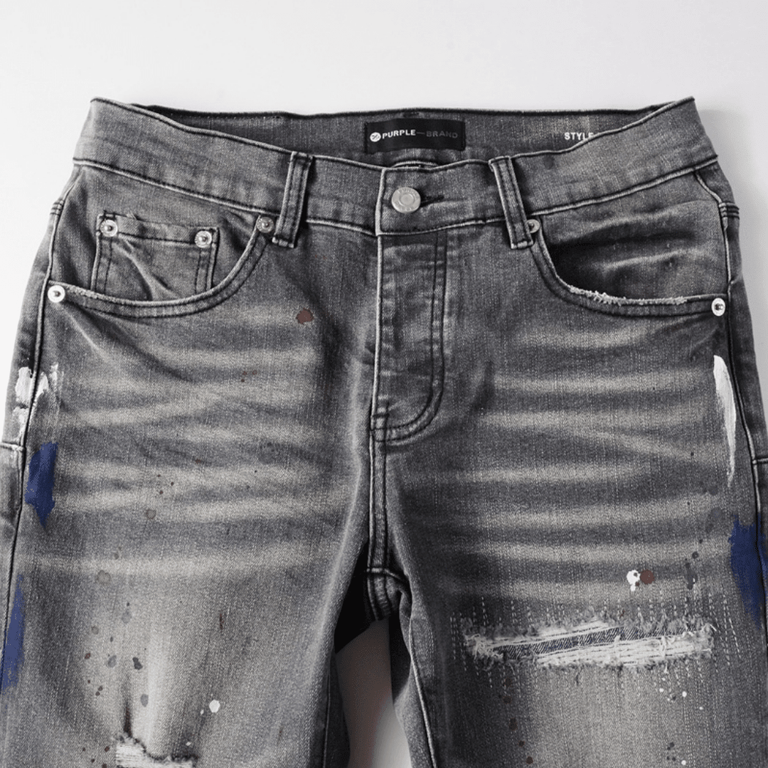 Purple Paint Grey Jeans - Novell "Fashion"
