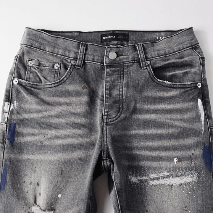 Purple Paint Grey Jeans - Novell "Fashion"