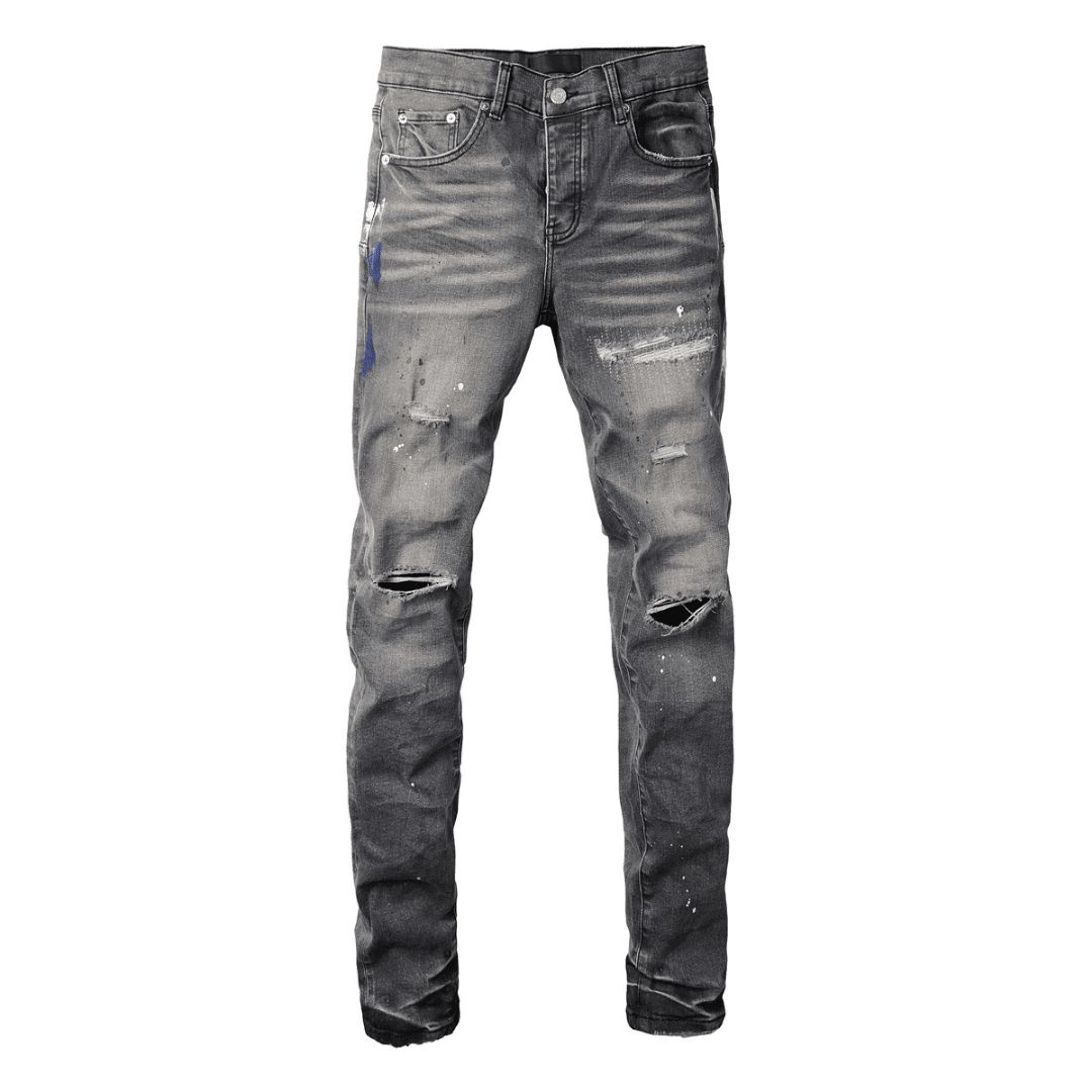 Purple Paint Grey Jeans - Novell "Fashion"