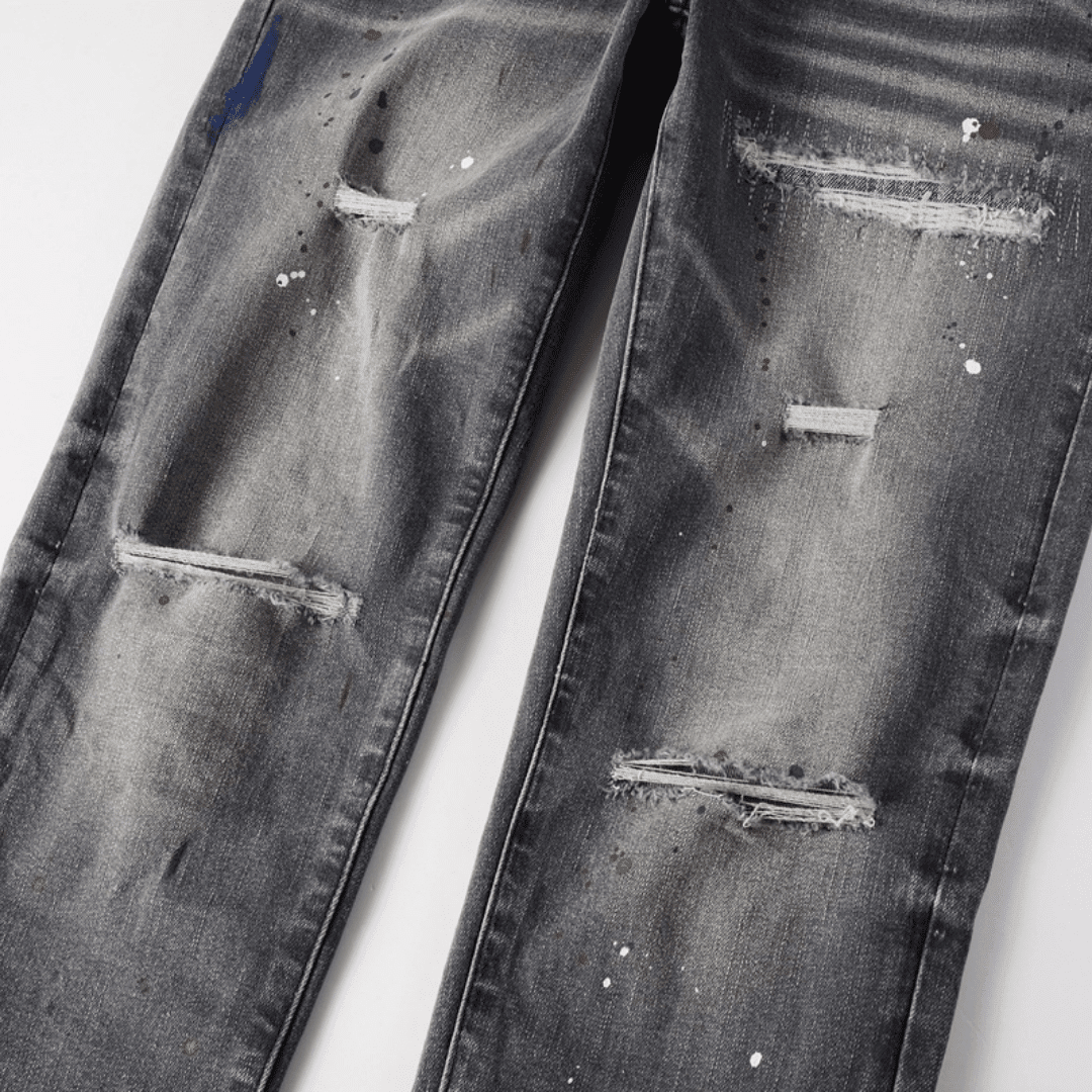 Purple Paint Grey Jeans - Novell "Fashion"