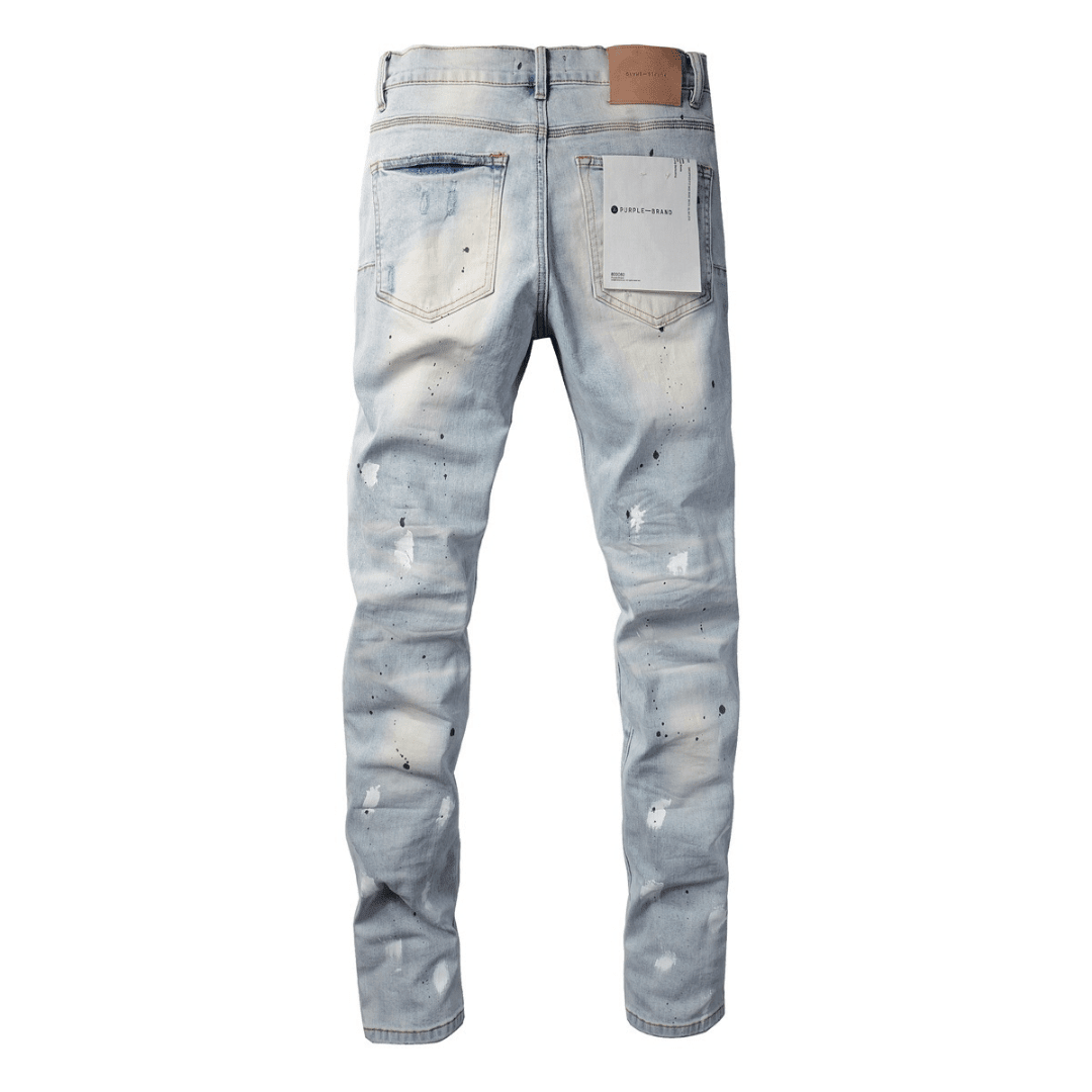 Purple Paint Light Blue Jeans - Novell "Fashion"