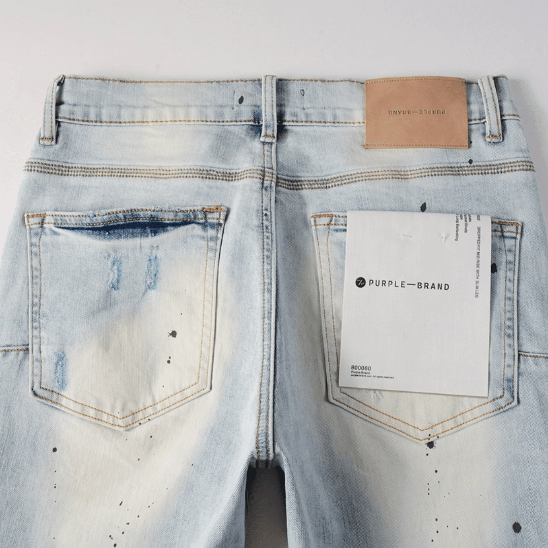 Purple Paint Light Blue Jeans - Novell "Fashion"