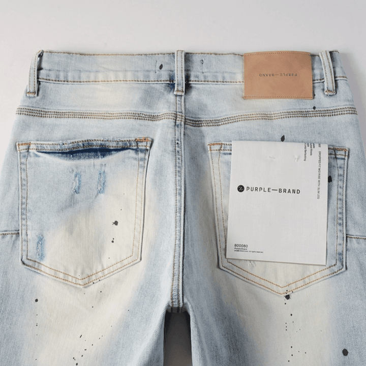 Purple Paint Light Blue Jeans - Novell "Fashion"