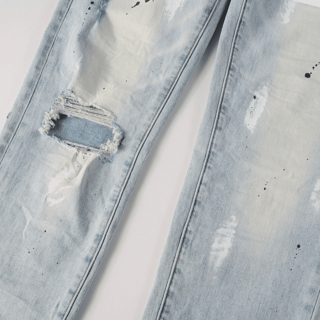 Purple Paint Light Blue Jeans - Novell "Fashion"