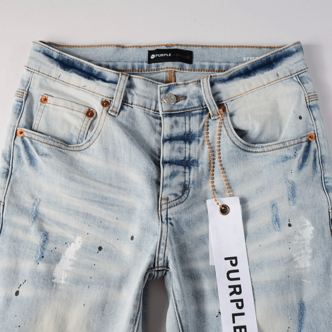Purple Paint Light Blue Jeans - Novell "Fashion"